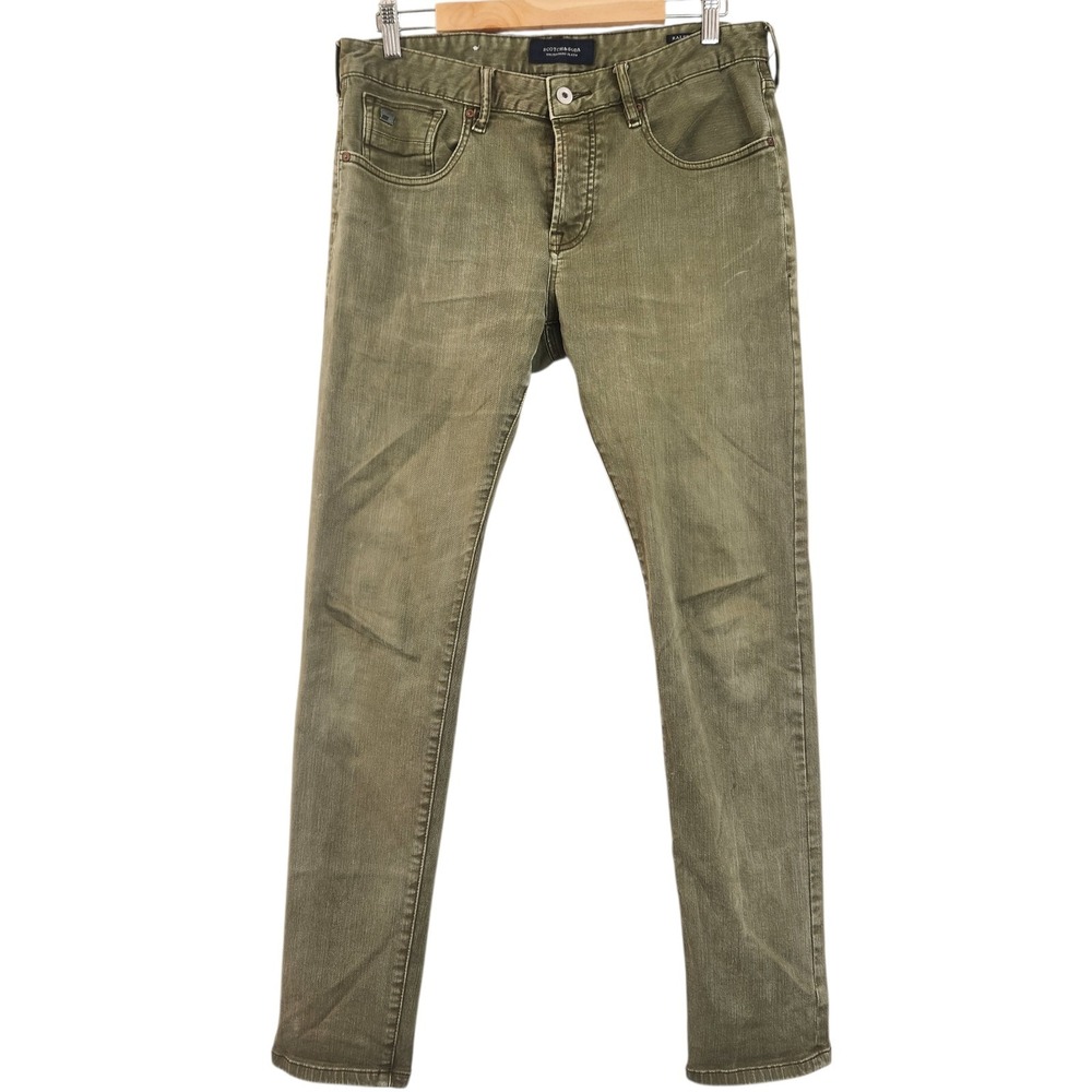 Scotch & Soda Ralston Jeans Mens 34 x 32 Field Green Denim Slim Fit Button Fly